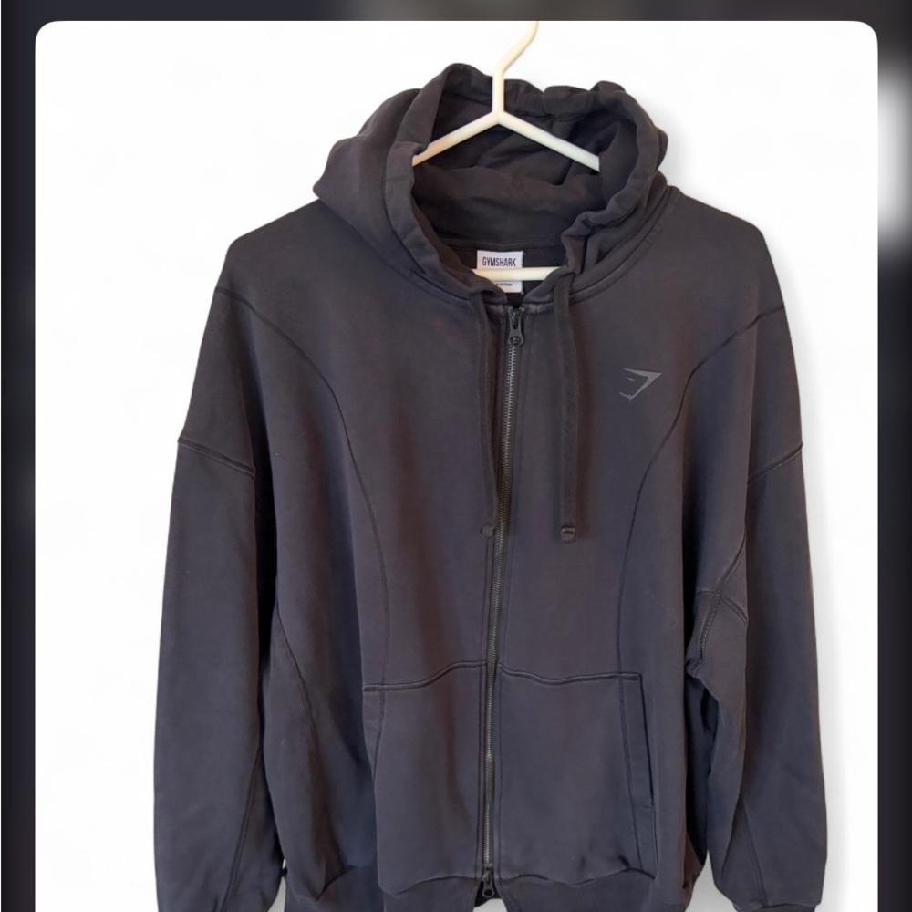 Gymshark Black Zip-Up Hoodie with Subtle Logo